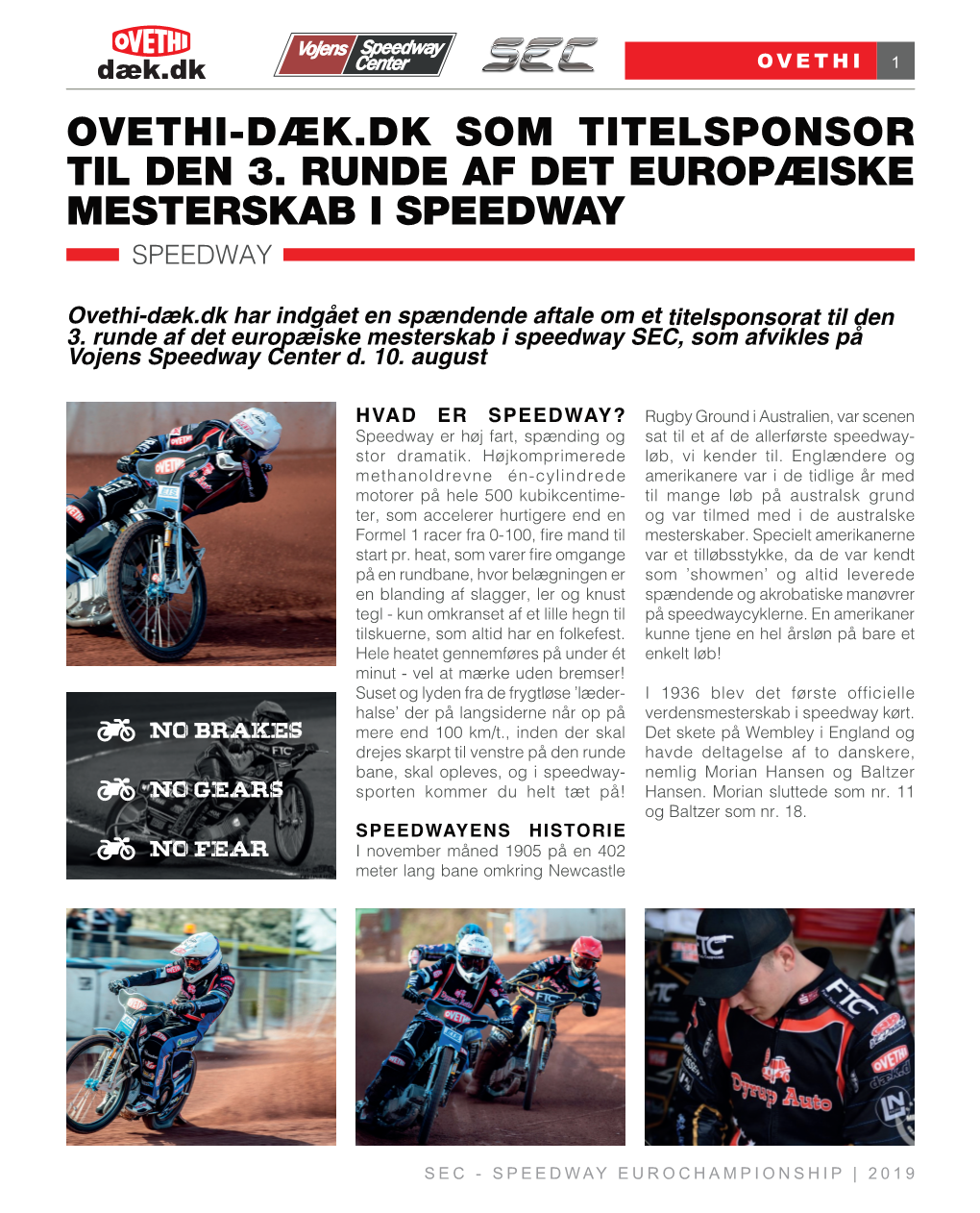 Ovethi-Dæk.Dk Som Titelsponsor Til Den 3. Runde Af Det Europæiske Mesterskab I Speedway Speedway