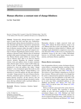 Human Olfaction: a Constant State of Change-Blindness