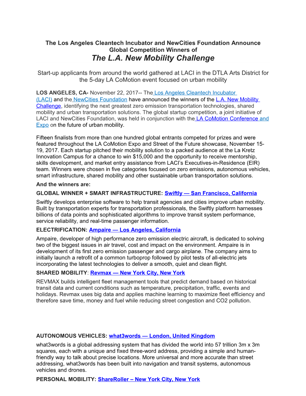 The L.A. New Mobility Challenge