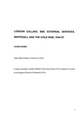 London Calling: Ssc External Services, Whitehall and The