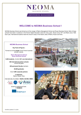 WELCOME to NEOMA Business School !