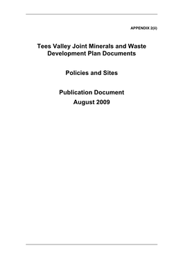 Tees Valley Joint Minerals and Waste Development Plan Documents