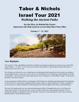 Tabor & Nichols Israel Tour 2021