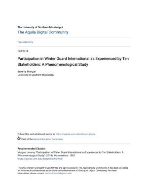Participation in Winter Guard International As Experienced by Ten Stakeholders: a Phenomenological Study