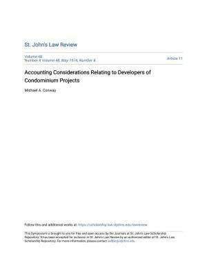 Accounting Considerations Relating to Developers of Condominium Projects