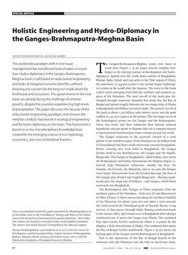 Holistic Engineering and Hydro-Diplomacy in the Ganges-Brahmaputra-Meghna Basin