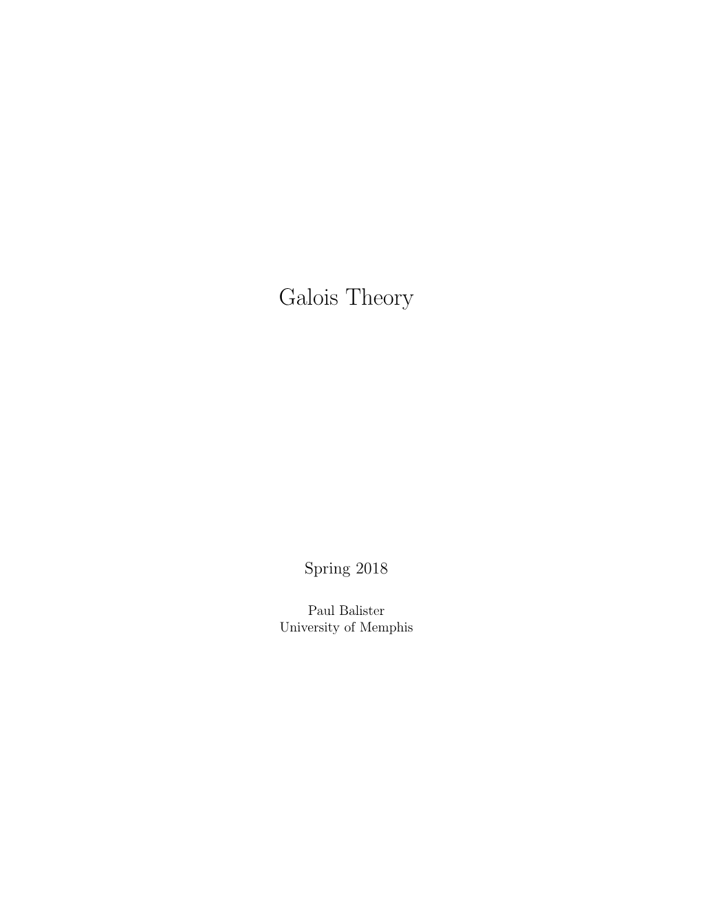 Galois Theory