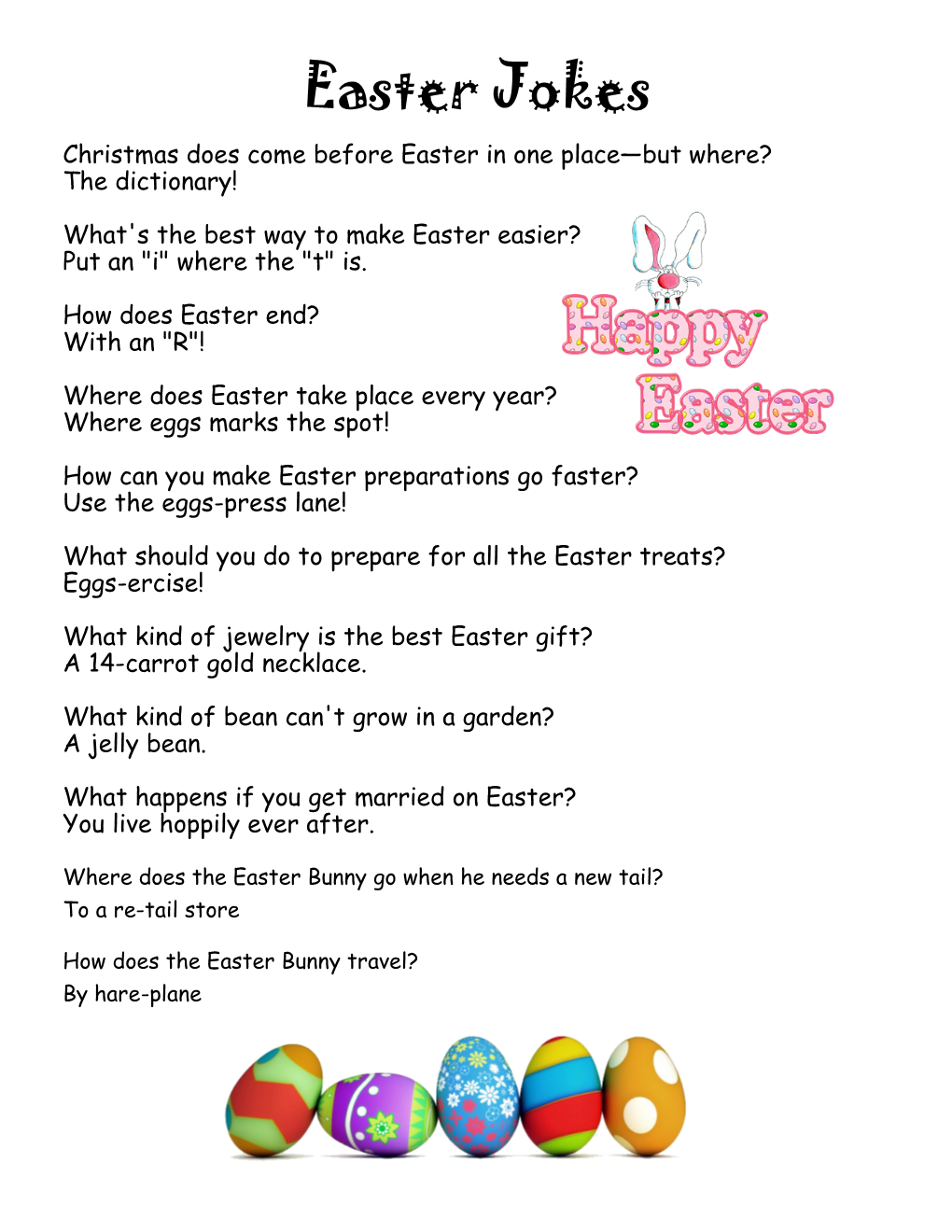 Easter Jokes Christmas Does Come Before Easter in One Place—But Where? the Dictionary!