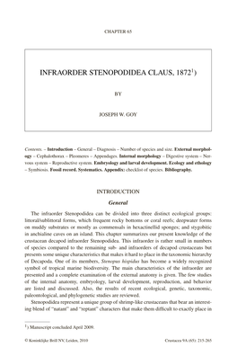 Infraorder Stenopodidea Claus, 18721)