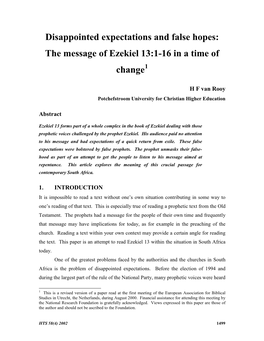 The Message of Ezekiel 13:1-16 in a Time of Change1