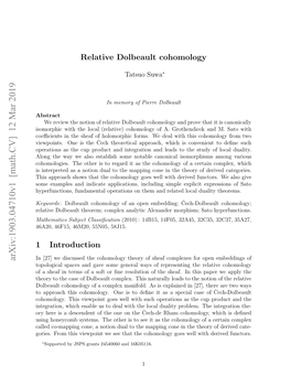 Relative Dolbeault Cohomology Is Canonically Isomorphic with the Local (Relative) Cohomology of A