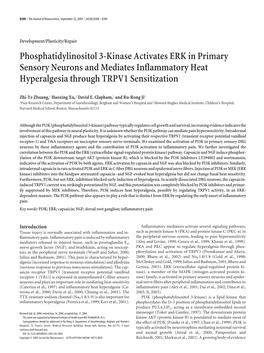Phosphatidylinositol 3-Kinase Activates ERK in Primary Sensory Neurons and Mediates Inflammatory Heat Hyperalgesia Through TRPV1 Sensitization
