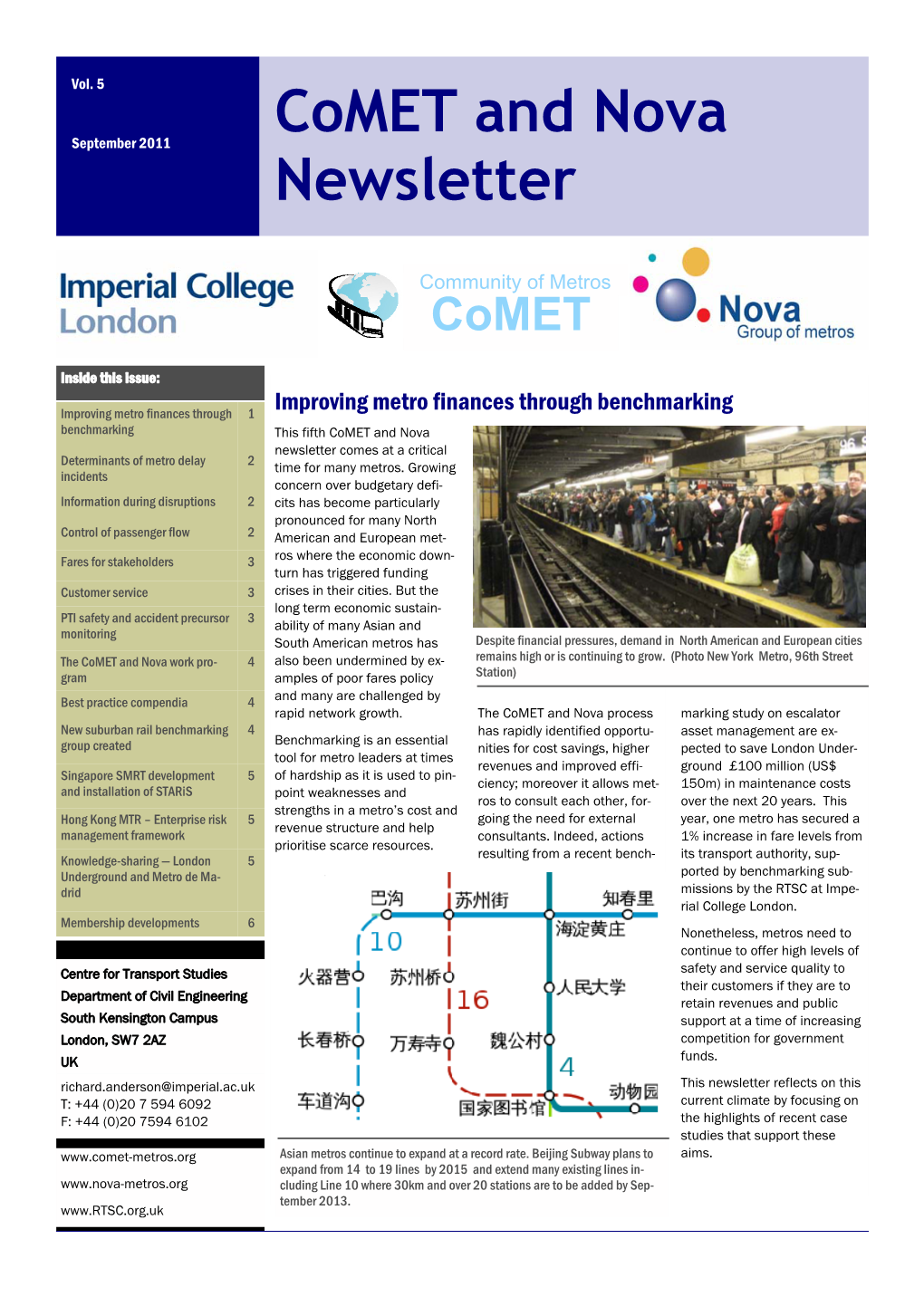 Comet and Nova Newsletter Comes at a Critical Determinants of Metro Delay 2 Time for Many Metros