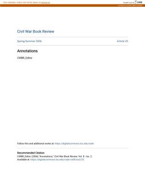 Civil War Book Review Annotations