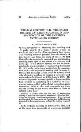 William Bentley, Dd, the Salem