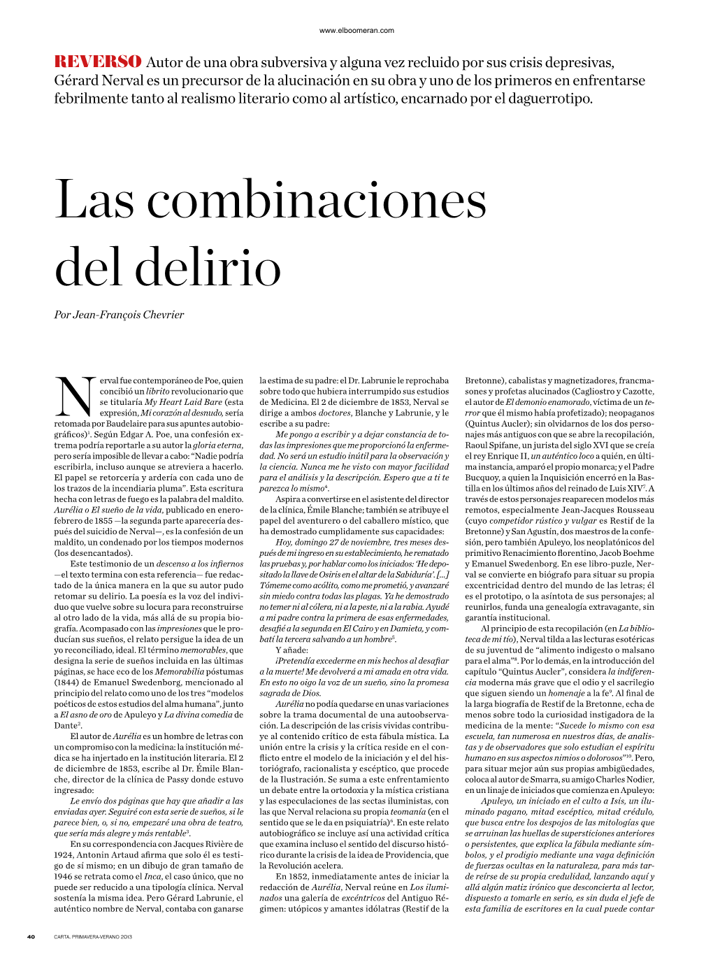 Las Combinaciones Del Delirio Por Jean-François Chevrier