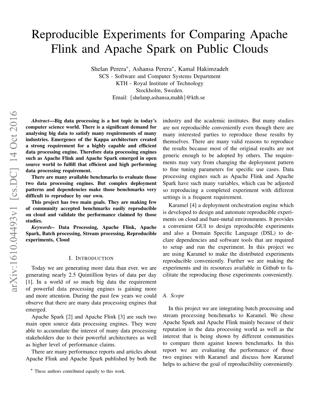 Reproducible Experiments for Comparing Apache Flink and Apache Spark on Public Clouds