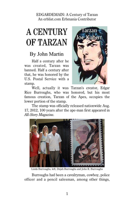 A Century of Tarzan an Erblist.Com Erbmania Contributor a CENTURY of TARZAN by John Martin Half a Century After He Was Created, Tarzan Was Banned