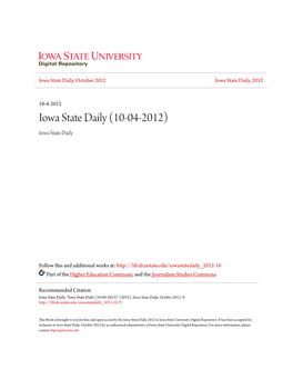 Iowa State Daily (10-04-2012) Iowa State Daily