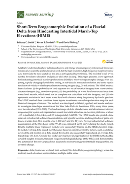 Short-Term Ecogeomorphic Evolution of a Fluvial Delta from Hindcasting Intertidal Marsh-Top Elevations (HIME)