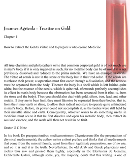 Joannes Agricola - Treatise on Gold