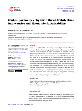 Contemporaneity of Spanish Rural Architecture Intervention and Economic Sustainability