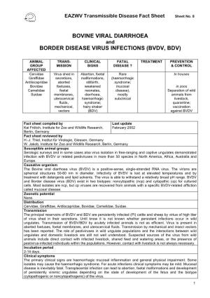 Bovine Viral Diarrhoea Border Disease Virus Infections (Bvdv, Bdv)