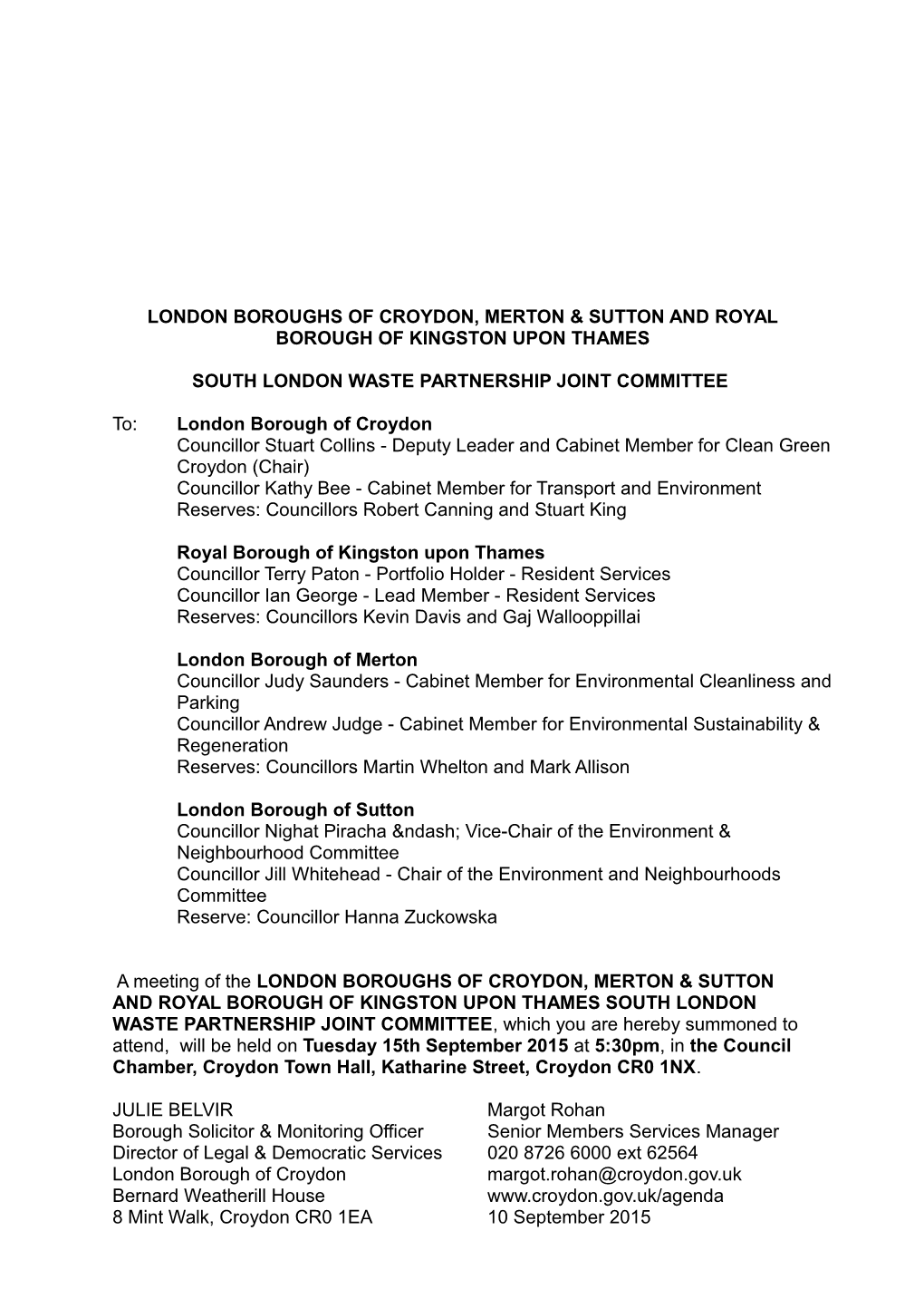 London Boroughs of Croydon, Merton & Sutton And