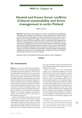 Cultural Sustainability and Forest Management in Arctic Finland
