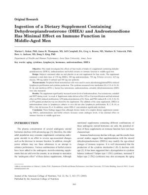 DHEA) and Androstenedione Has Minimal Effect on Immune Function in Middle-Aged Men