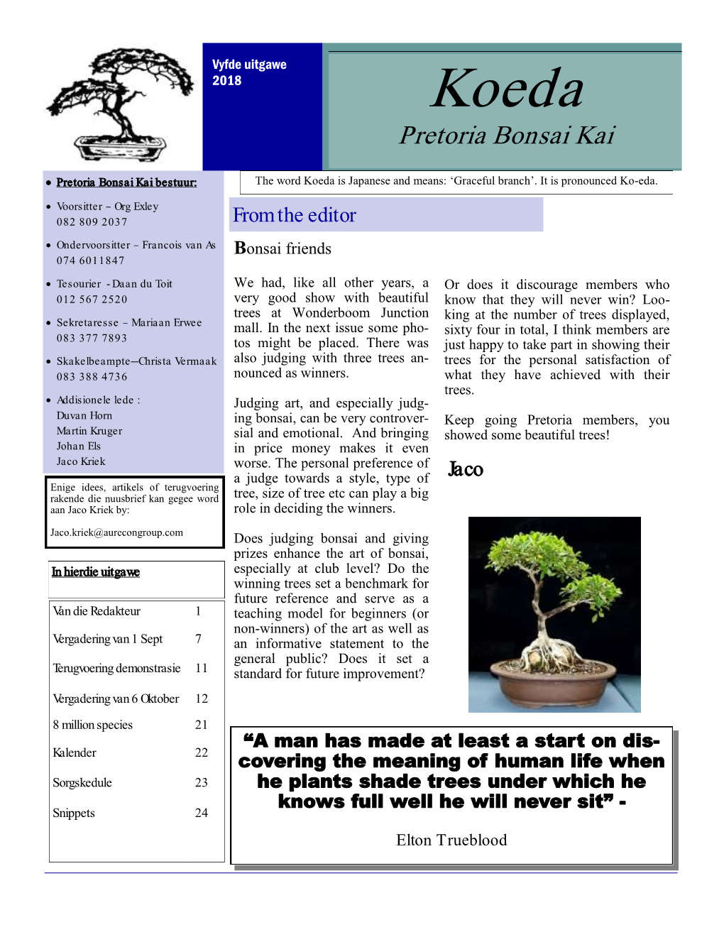 Koeda Pretoria Bonsai Kai