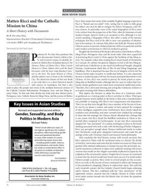 Matteo Ricci and the Catholic Mission to China