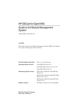 HP Decset for Openvms Guide to the Module Management System