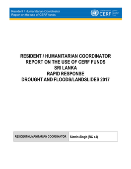 Sri Lanka Rapid Response Drought and Floods/Landslides 2017