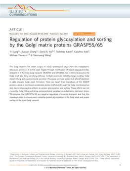 Regulation of Protein Glycosylation and Sorting by the Golgi Matrix Proteins GRASP55/65