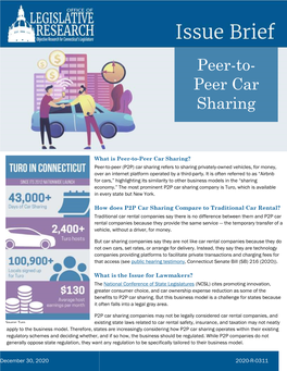 Issue Brief: Peer-To- Peer Car Sharing