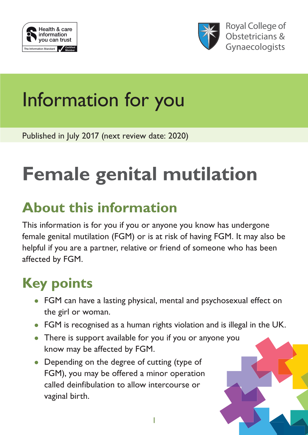 Female Genital Mutilation (FGM) Or Is at Risk of Having FGM