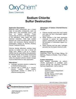 Sodium Chlorite Sulfur Destruction
