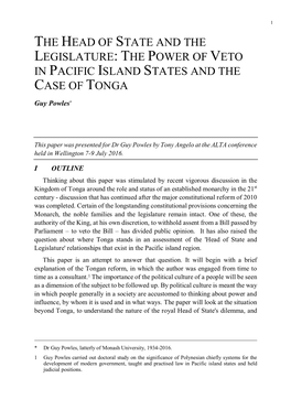 The Power of Veto in Pacific Island States