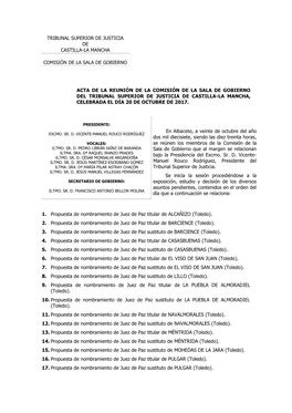Tribunal Superior De Justicia De Castilla-La Mancha Comisión De La Sala De Gobierno Acta De La Reunión De La Comisión De La S