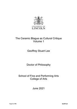 The Ceramic Blague As Cultural Critique Volume 1 Geoffrey Stuart