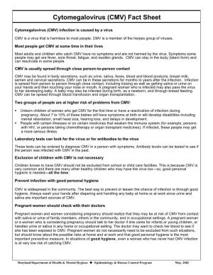 Cytomegalovirus (CMV) Fact Sheet
