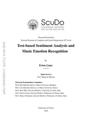 Text-Based Sentiment Analysis and Music Emotion Recognition