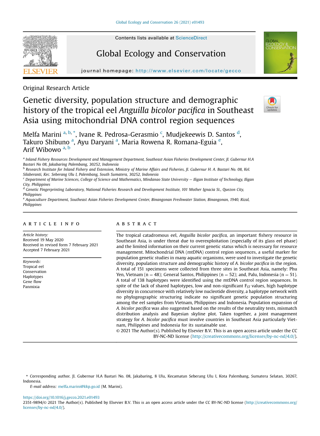 Genetic Diversity, Population Structure and Demographic History of The