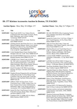 377 Kitchen Accessories Auction in Denton, TX 5/16/2021