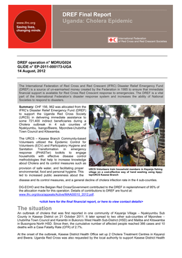 DREF Final Report Uganda: Cholera Epidemic the Situation