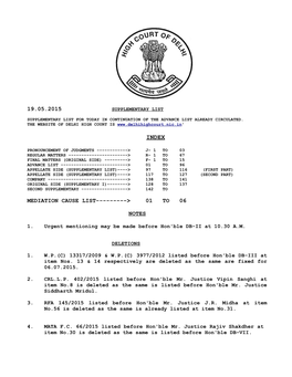 19.05.2015 MEDIATION CAUSE LIST---&gt; 01 to 06 NOTES