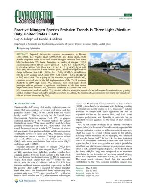 Reactive Nitrogen Species Emission Trends in Three Light-/Medium- Duty United States Fleets Gary A