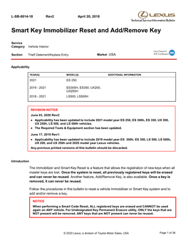Smart Key Immobilizer Reset and Add/Remove Key