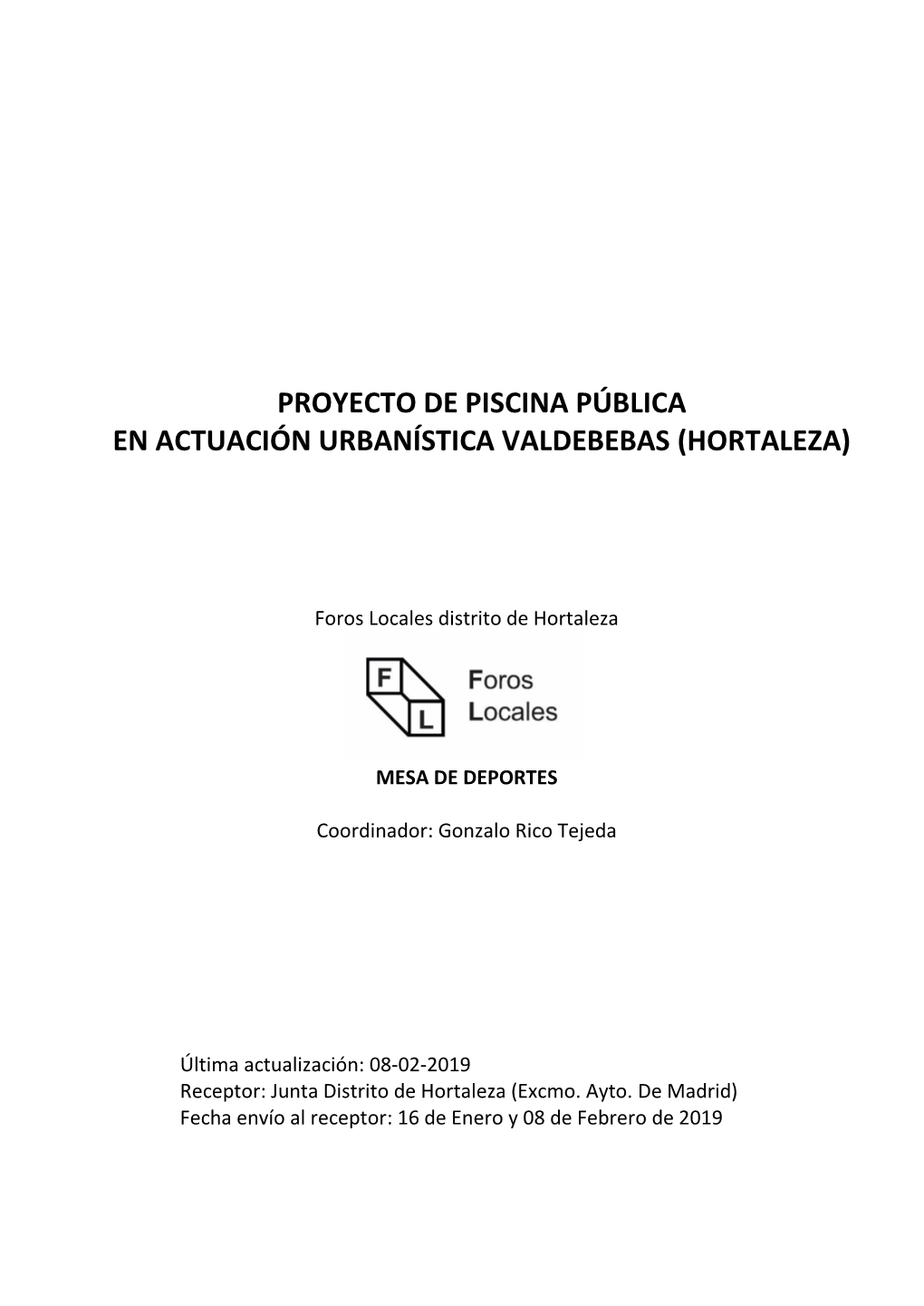 Proyecto De Piscina Pública En Actuación Urbanística Valdebebas (Hortaleza)